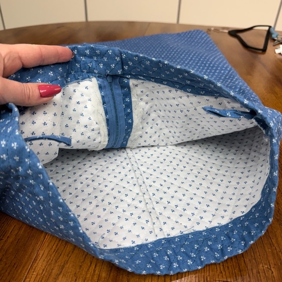 Vintage 70s Blue Quilted A-Line Skirt Handmade Medium fit Polka Dot Cute Retro - Picture 8 of 10